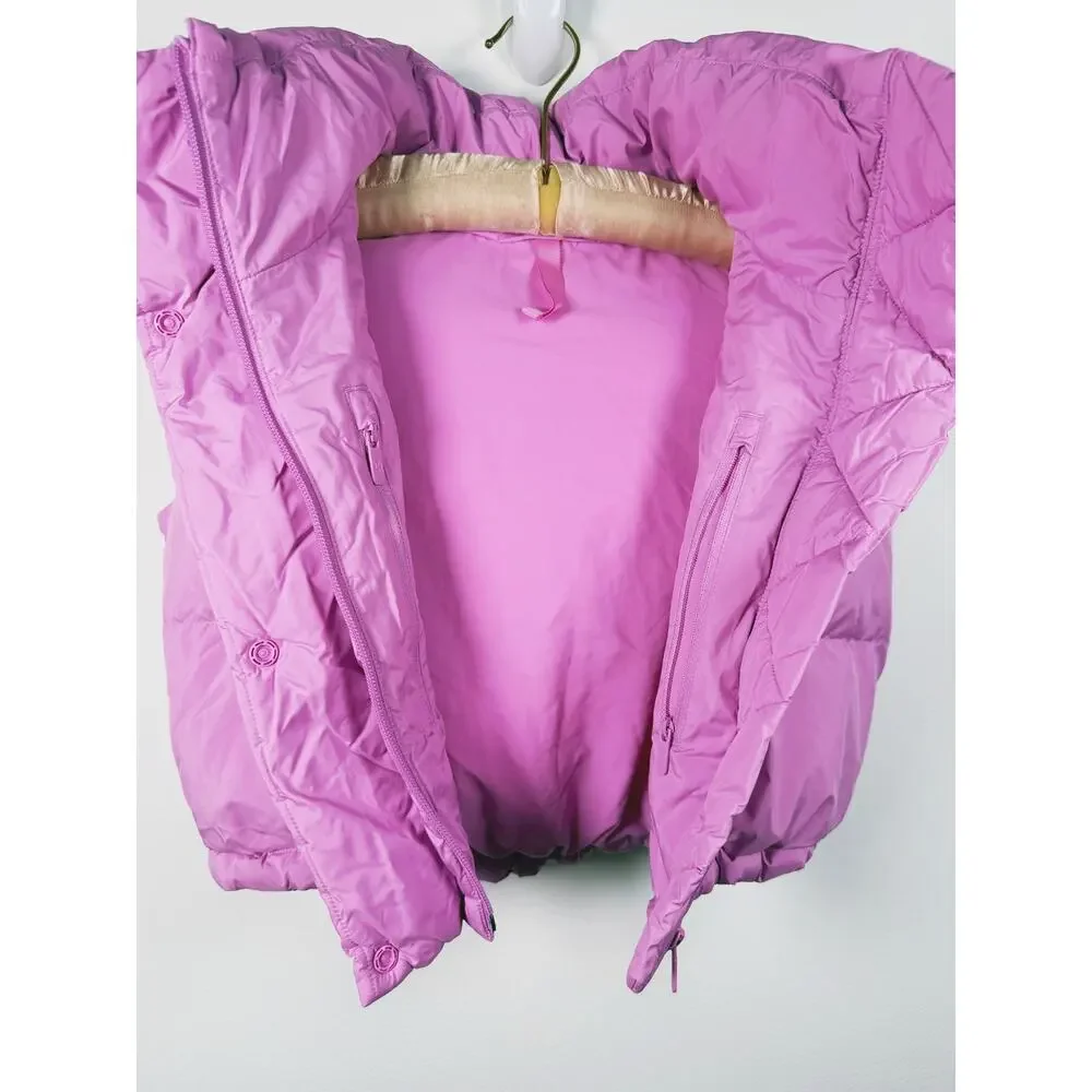 Lululemon Wunder Puff Super Cropped Vest Hooded Size 0 Dahlia Mauve Pink Outdoor
